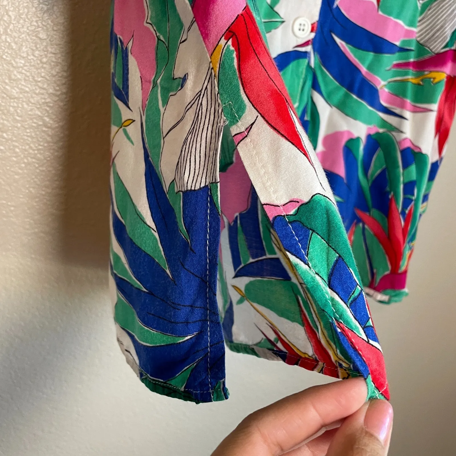 Vintage California Krush Hawaiian Floral Button Front Shirt Tropical Women No Sz Size M - Image 4