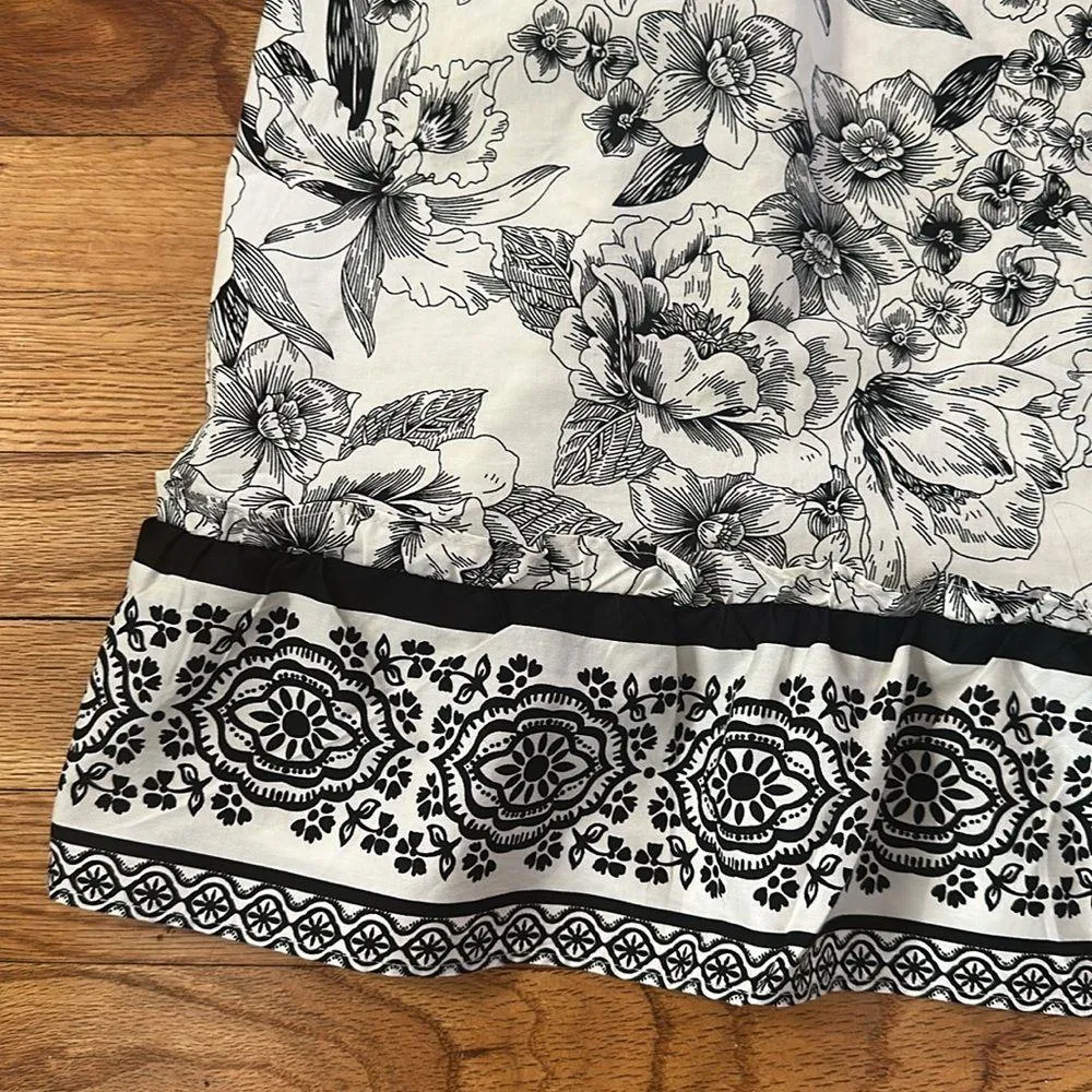 Nicole Miller Floral Puff Sleeve Belted Midi Dress Sz 12 - Image 6