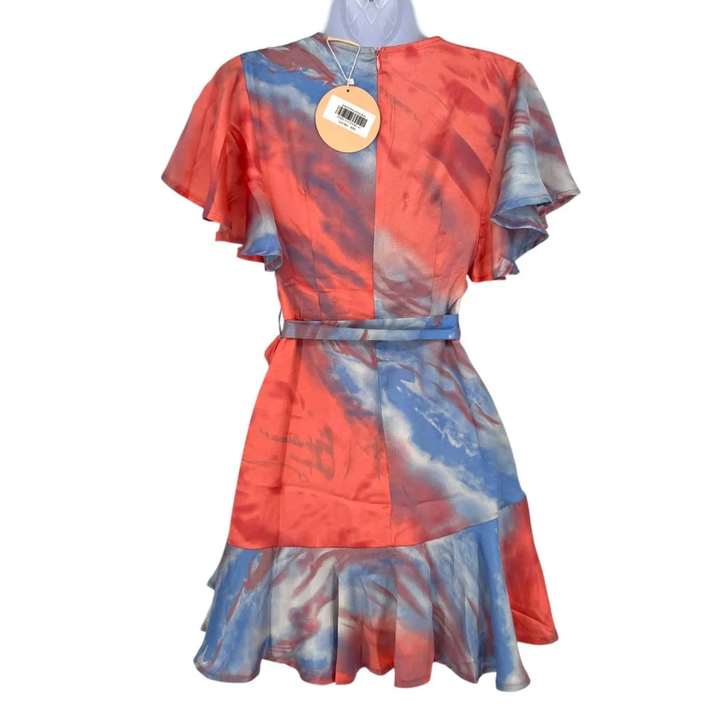 Sage + Paige Serenity Wrap Dress Short Sleeve Mini Coral Multicolor Size XS NWT Pink - Image 7