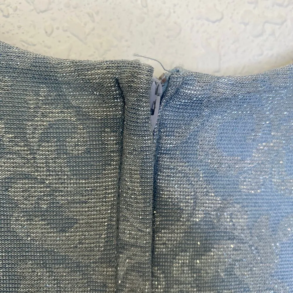 Jessica McClintock Gunne Sax Sleeveless Maxi Blue Silver Dress Vintage Sz Sm - Image 7