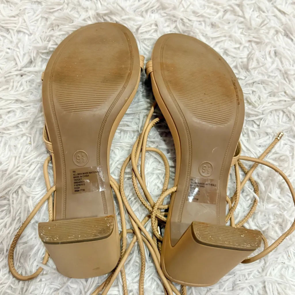 A new day Marcia Strappy‎ lace up Wrap Block Heels tan nude 9.5 - Image 7