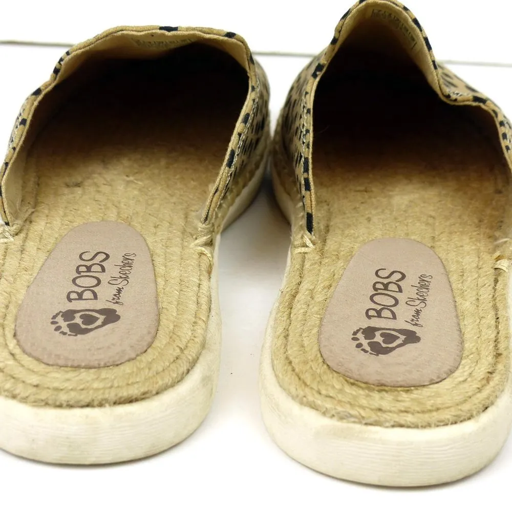 Skechers Bobs City Shuffles Leopard Animal Print Mule Slides Shoes Womens 7 Tan - Image 6
