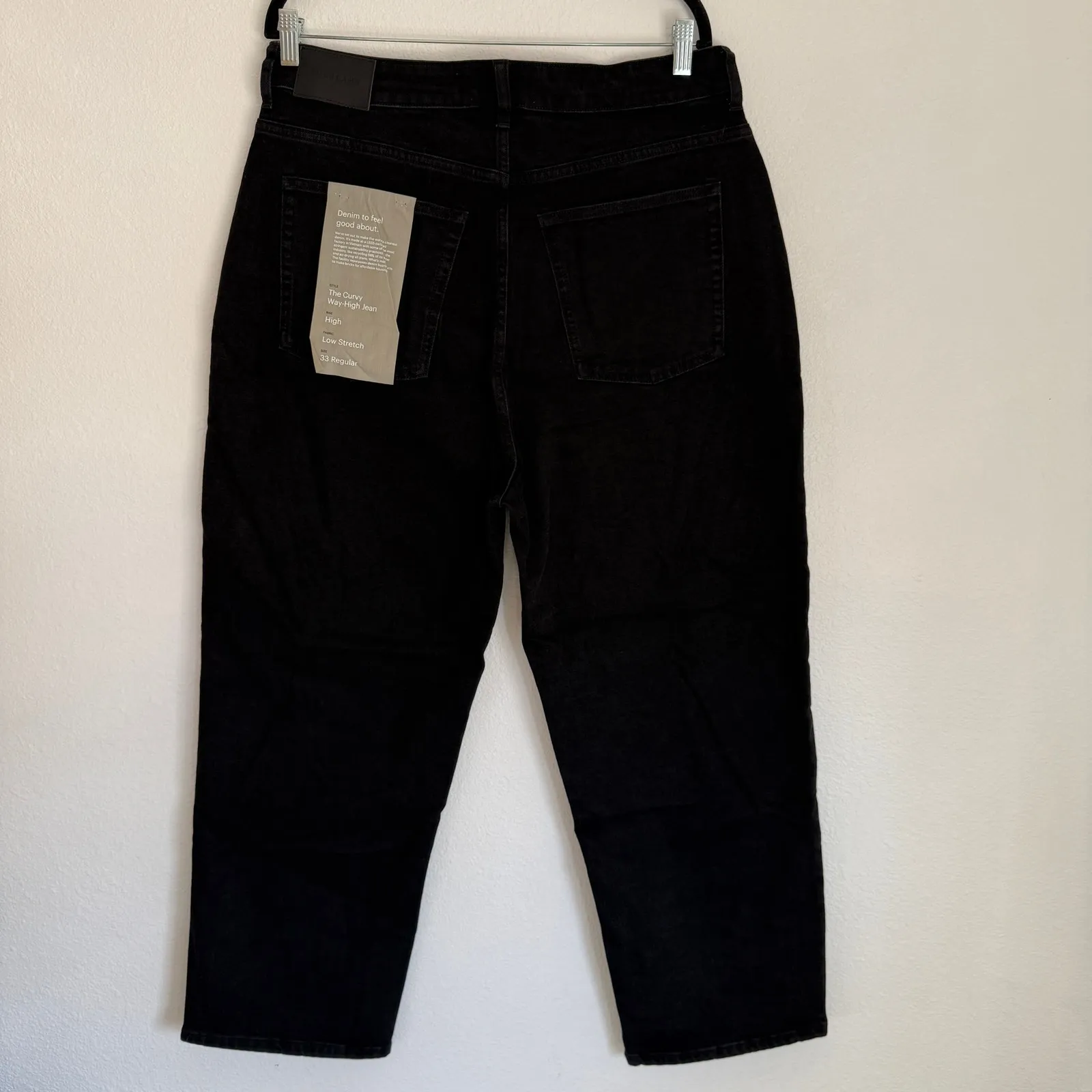 NWT Everlane Sz 33 The Curvy Way High Straight Jean Coal Black Organic Cotton - Image 4