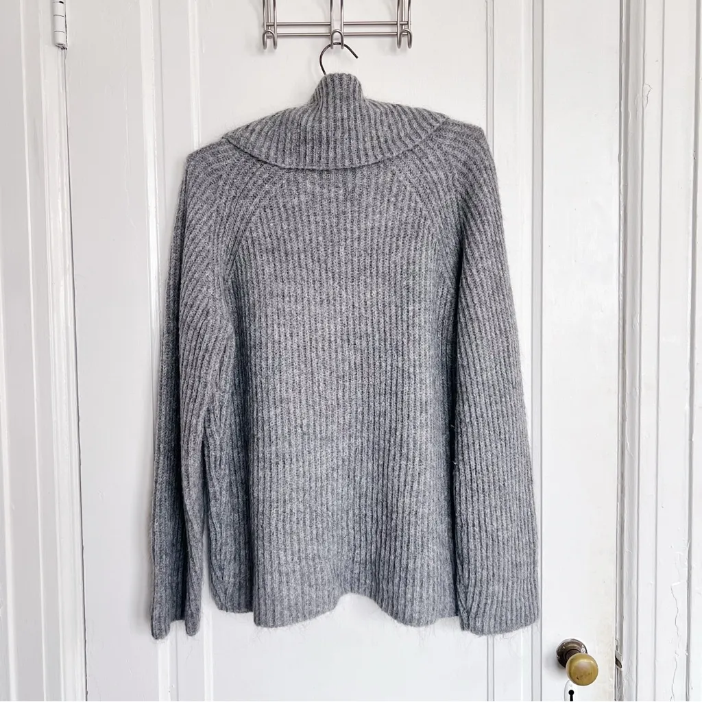 Point Sur • J Crew Mohair Ribbed Turtleneck Sweater cowl heather grey wool knit - Image 11