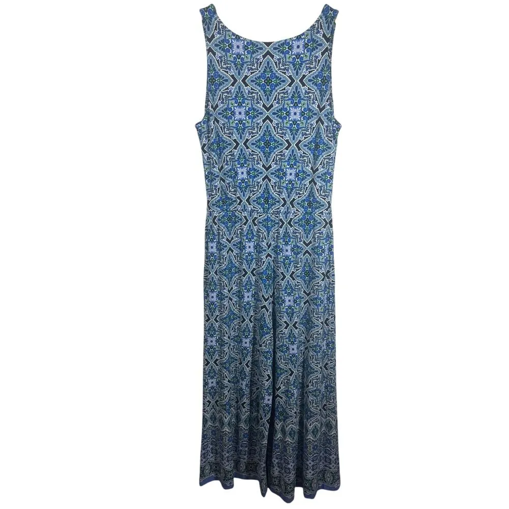 Tommy Bahama Jumpsuit Women M Blue Green Floral Midi Length Coastal Vacation - Image 2