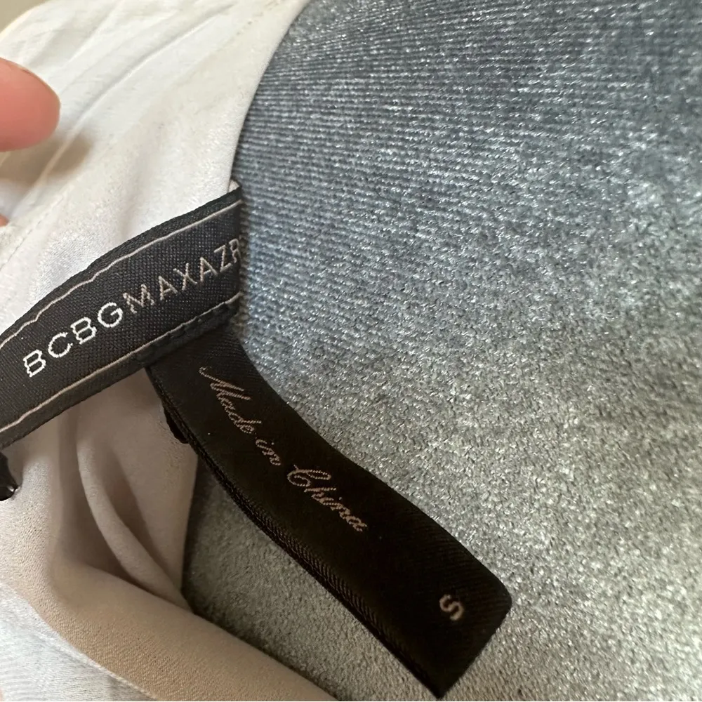 BCBG S Floral Ola Pleated Jaelyn Block Dress Midi Cocktail Wedding Pink Grey - Image 7