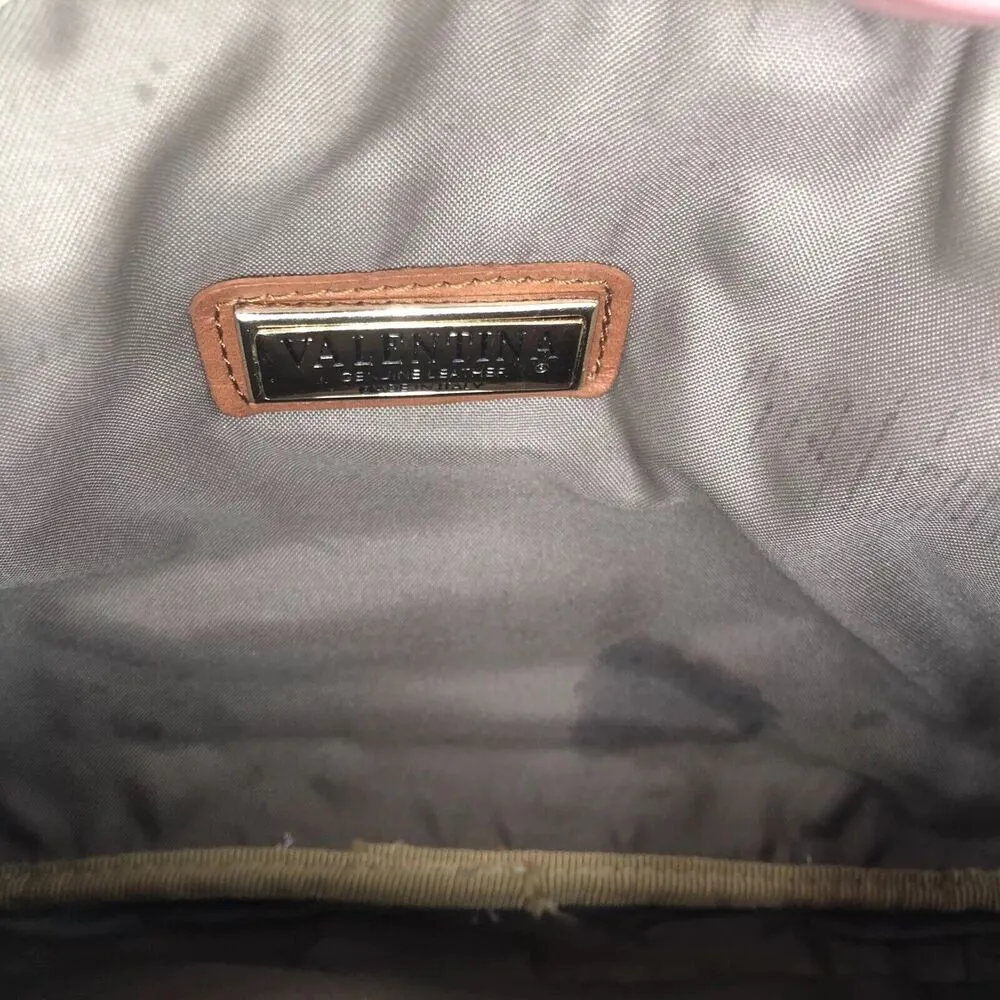 VALENTINA Italian Leather White Floral Spring Purse Handbag Crossbody READ - Image 12