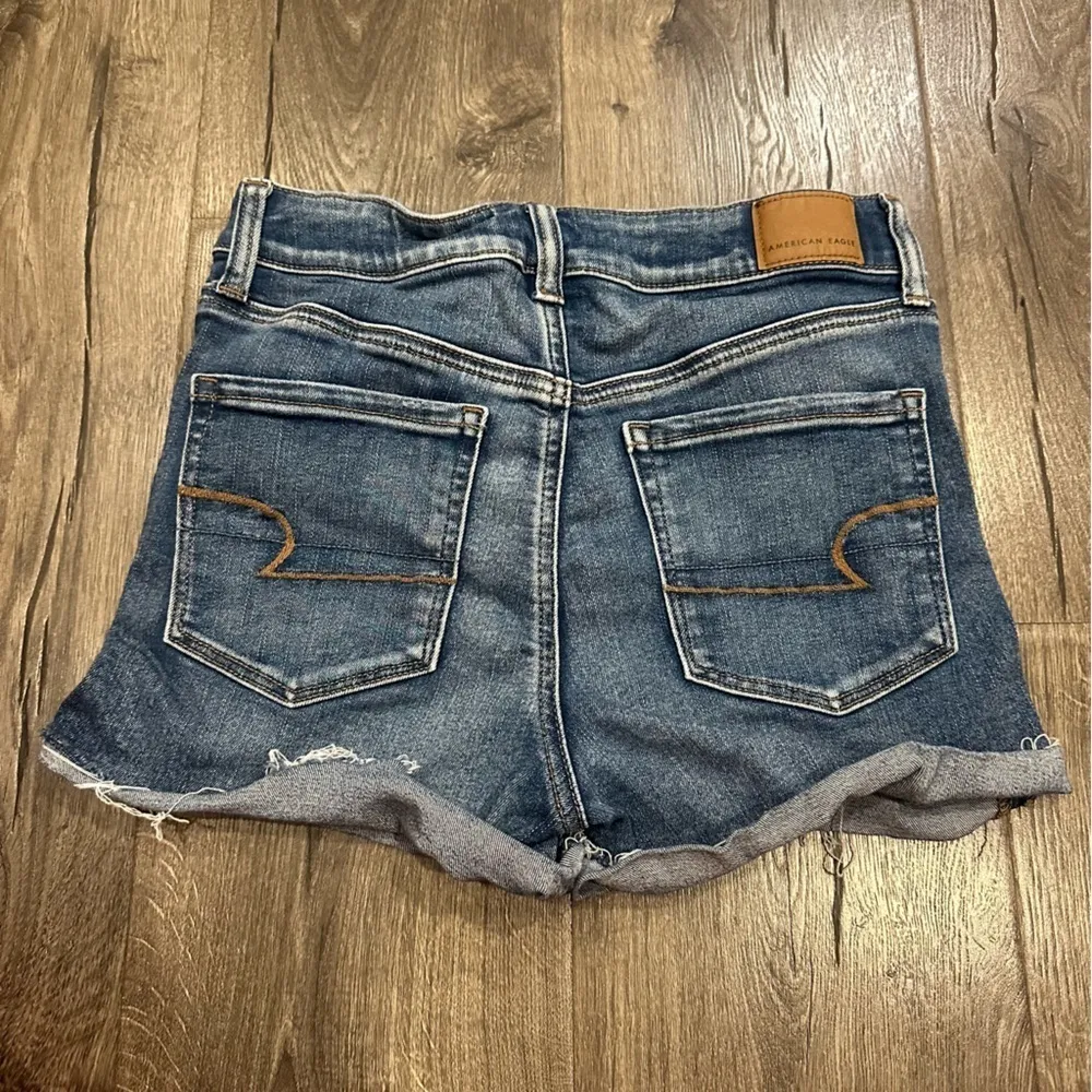American Eagle Denim Jean Shorts Women's Next Level Stretch Hi Rise Shorty Sz 6 - Image 13