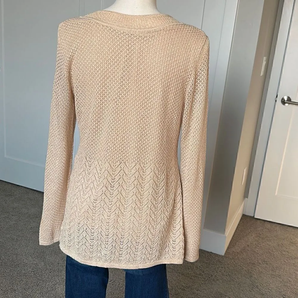 Gold V Neck Knit Sweater Gold Size M - Image 5