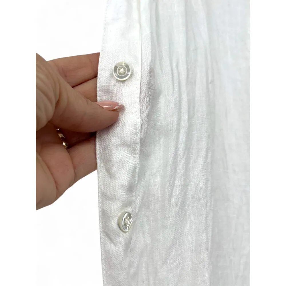 J. McLaughlin XS White Button Down Shirtdress Midi Dress tunic Cover-up Linen - Image 3
