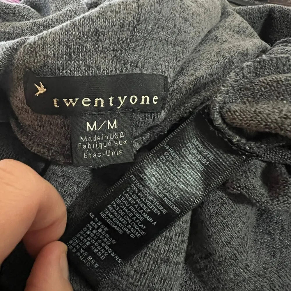 Twentyone MEDIUM Gray Back Waist Tie Long Sleeve Blazer Open Front Cardigan - Image 7