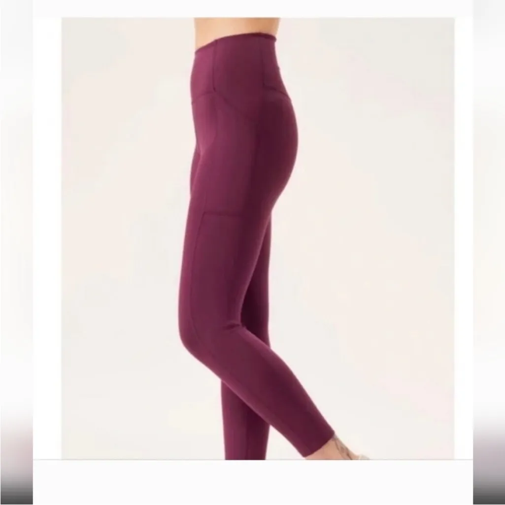 Girlfriend Collective Burgundy Compressive Pocket High Rise Crop Leggings - Image 3