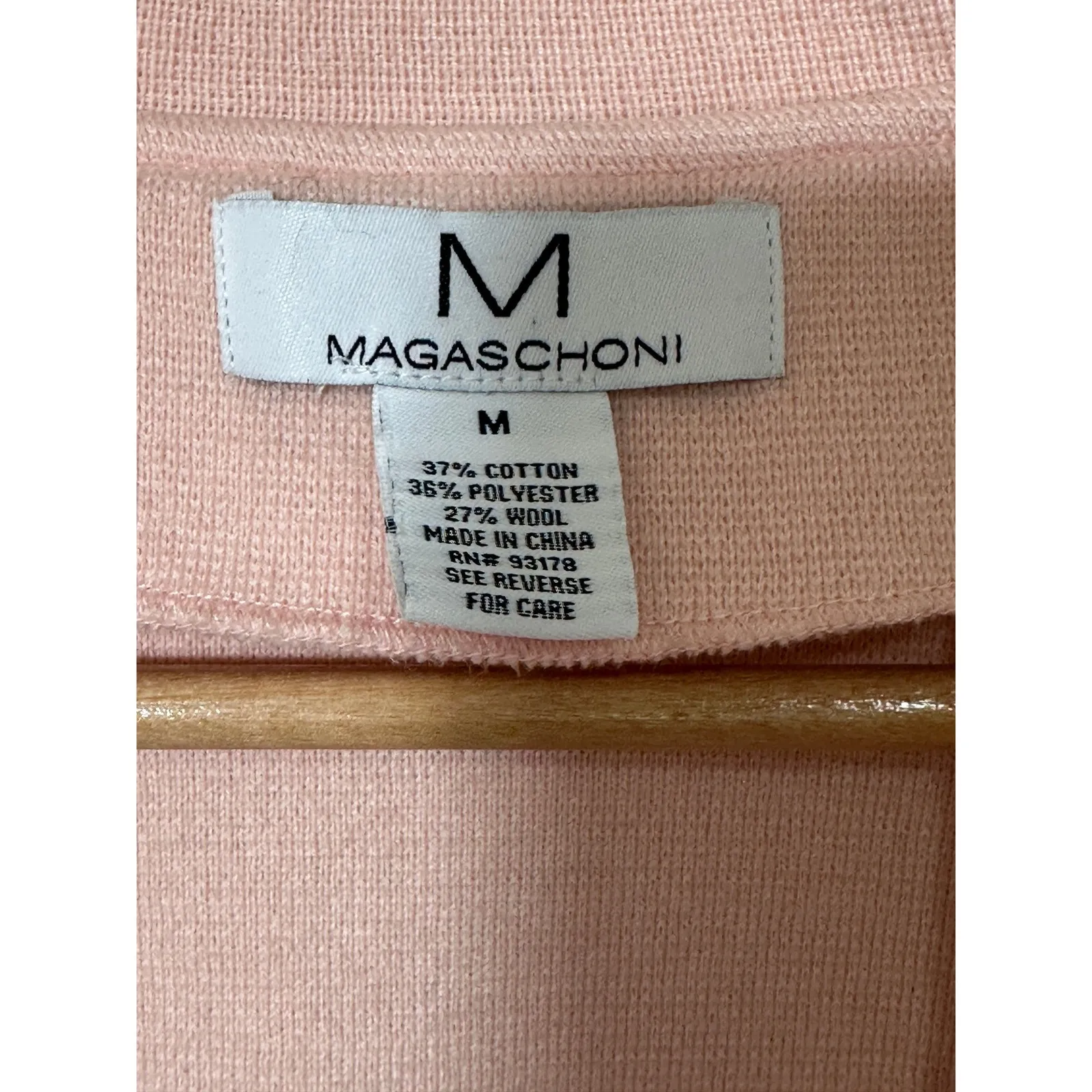 Magaschoni‎ Women's Pink Wool Blend Open Front Knit Blazer Casual Jacket Medium - Image 2