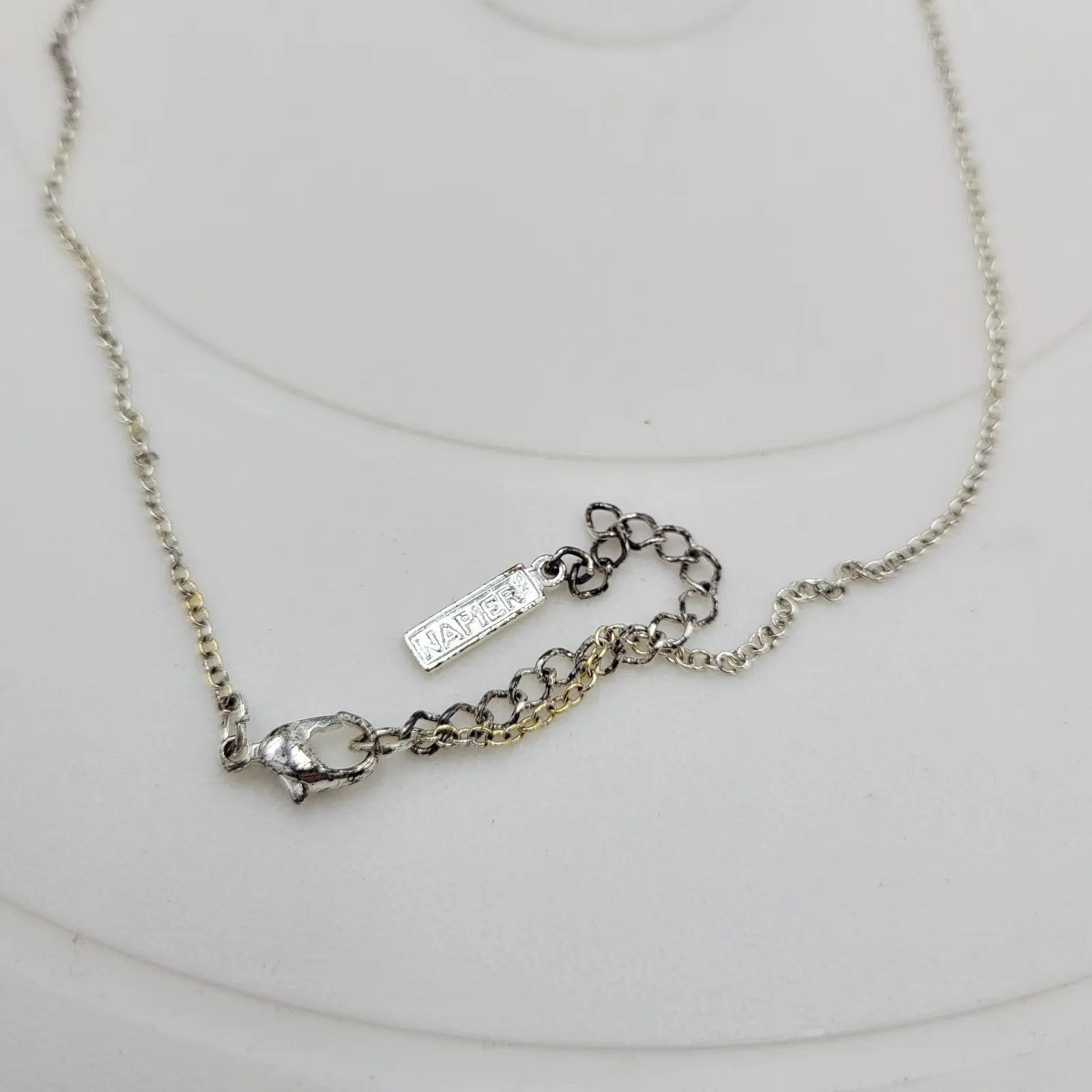 Vintage Napier‎ Metal Barrel Beads Bib Neckleace 19" Gold Silver Tone Dangling - Image 12