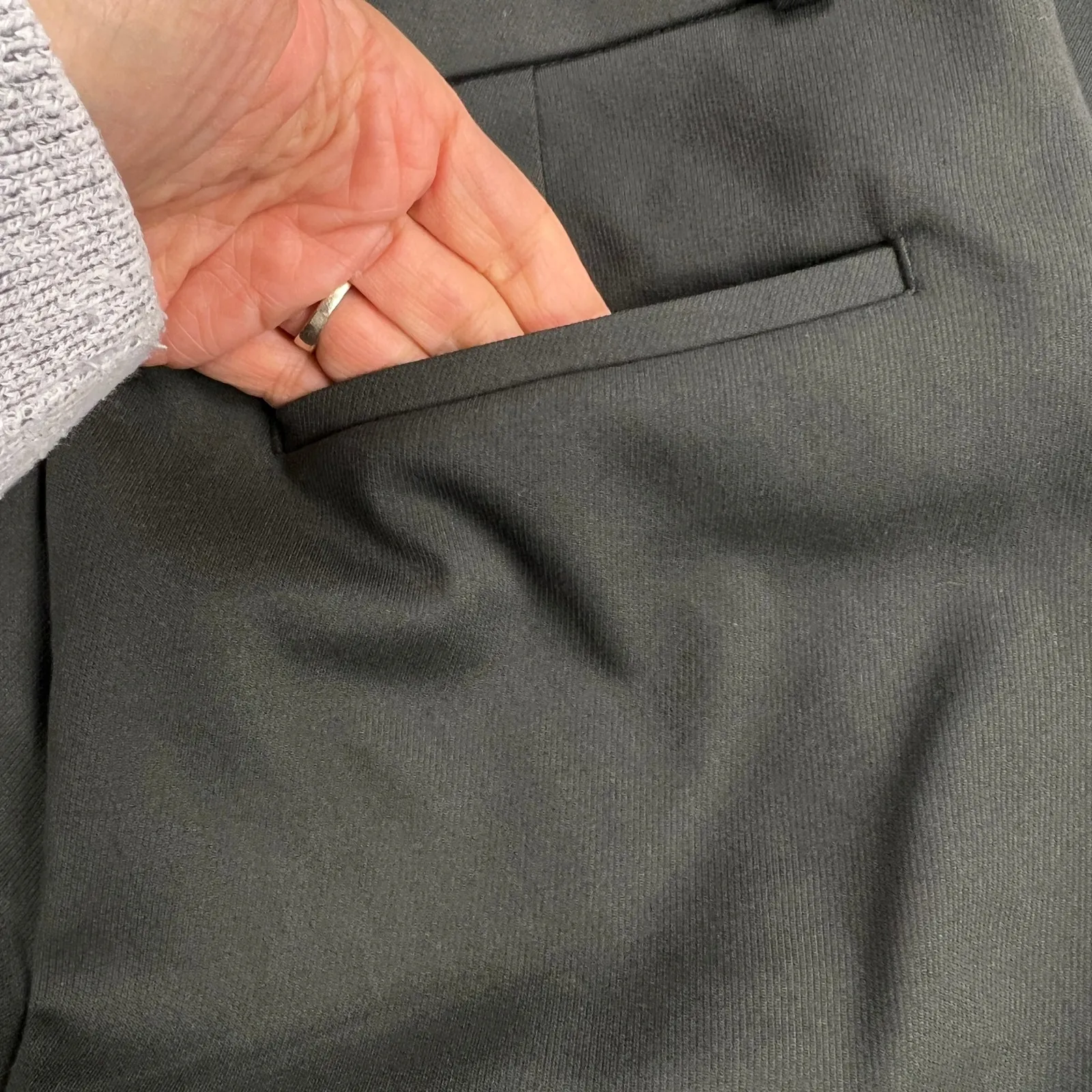 LOFT Marisa Dress Pants Mid Rise Olive Green Double Side Seam Flat Front Size 8 - Image 8