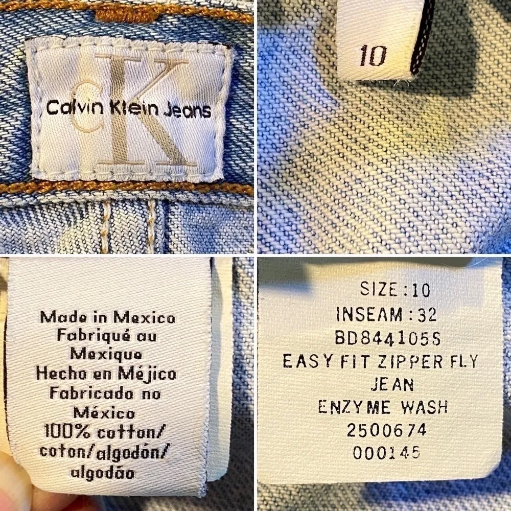Vintage Calvin Klein Jeans Easy Fit Zipper Fly Jeans Denim 10 Short - Image 13