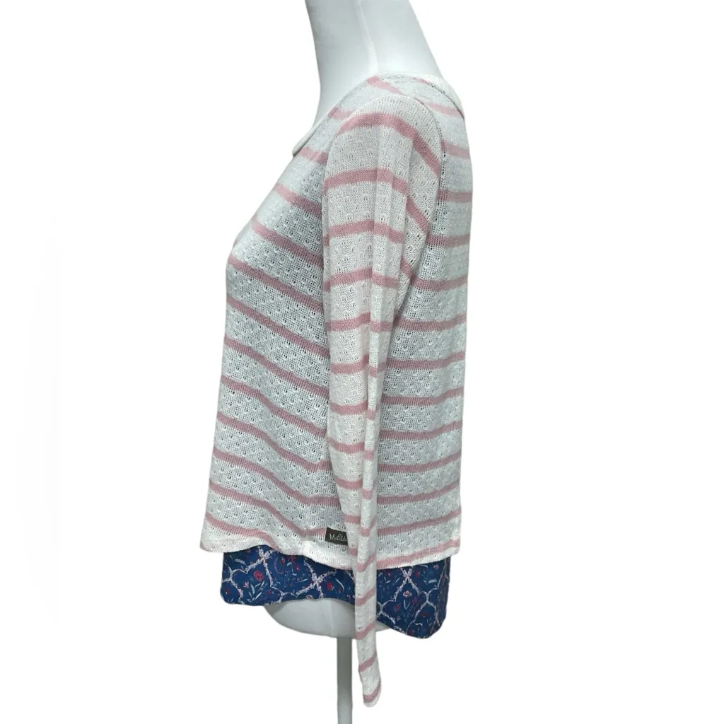Matilda‎ Jane Womens Sweet Indulgence Top White Pink Long Sleeve Layered S - Image 4