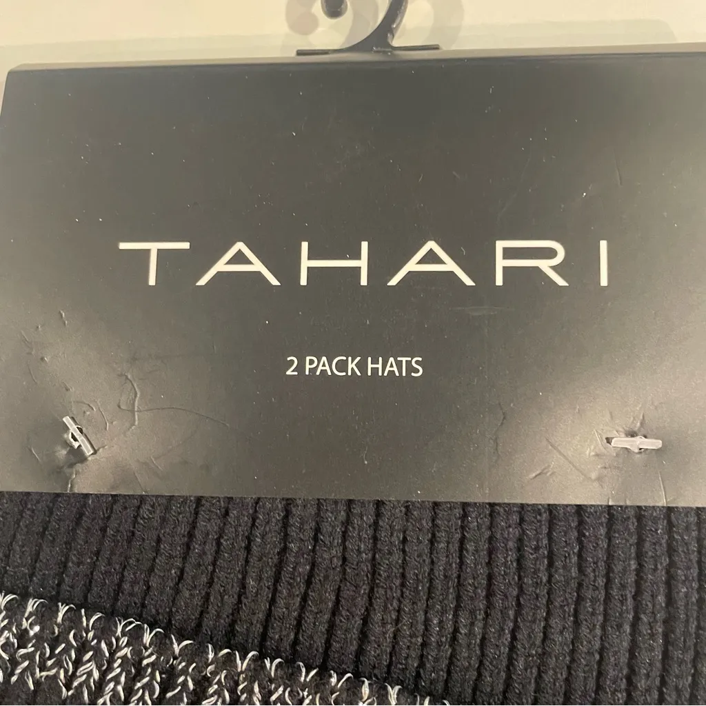 Tahari Cuffed Knit Beanies Women Ribbed Winter Hats 2 Pack Black Brown Silver - Image 5