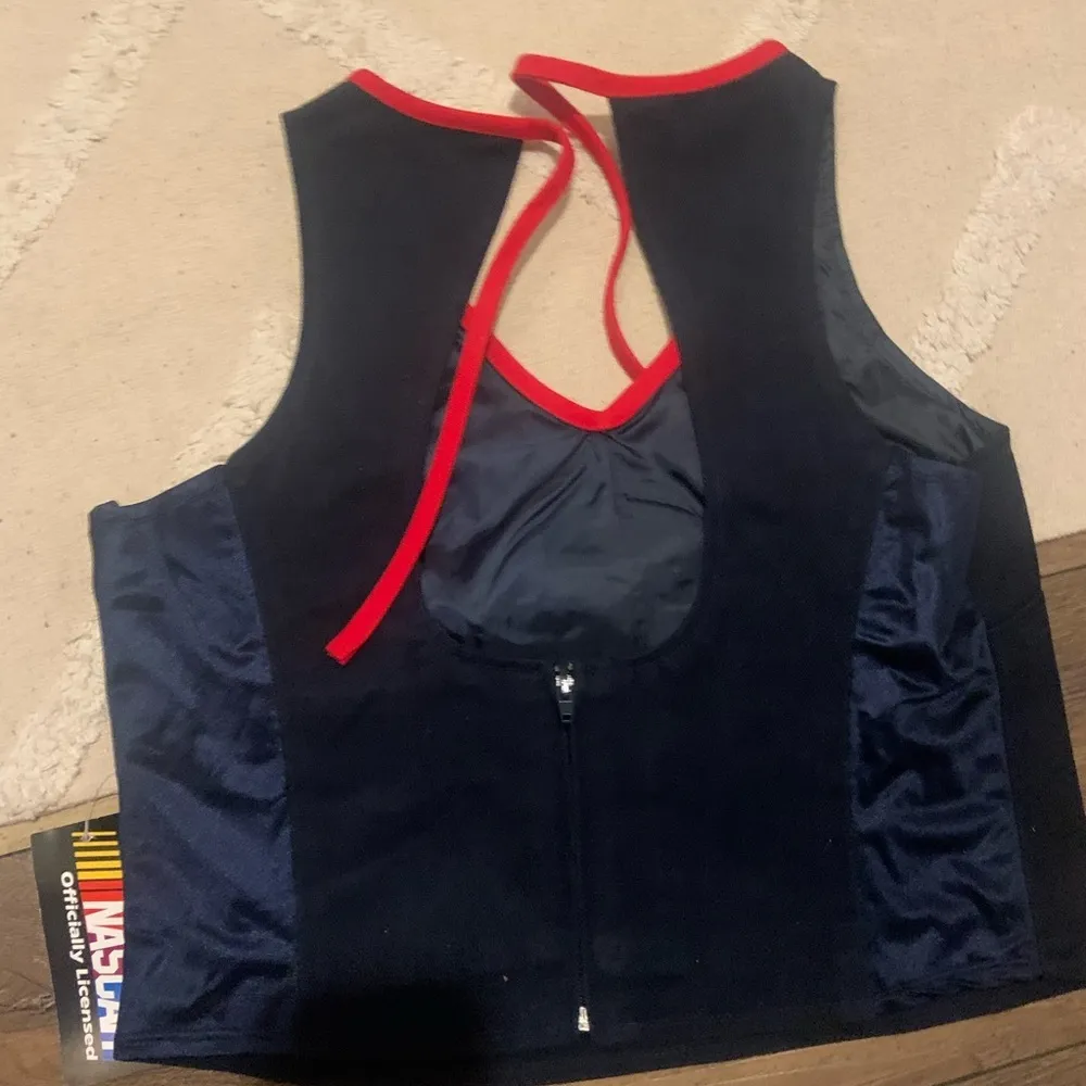 Miller lite nascar Kenny Wallace tank corset blouse Nwt sports athletic beer y2k Blue Size L - Image 2