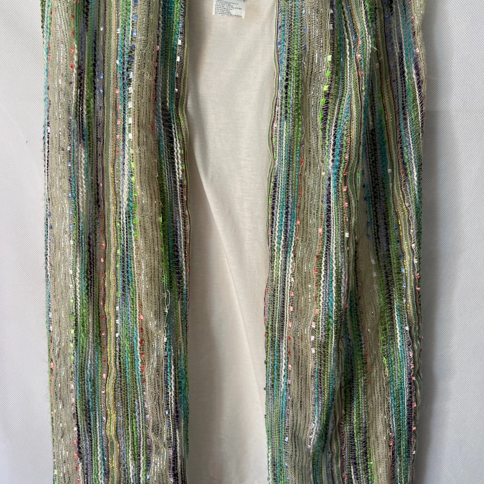 Women's Multicolor Metallic Print Bohemian Fringe Sleeveless Cardigan One Size Size undefined - Image 4