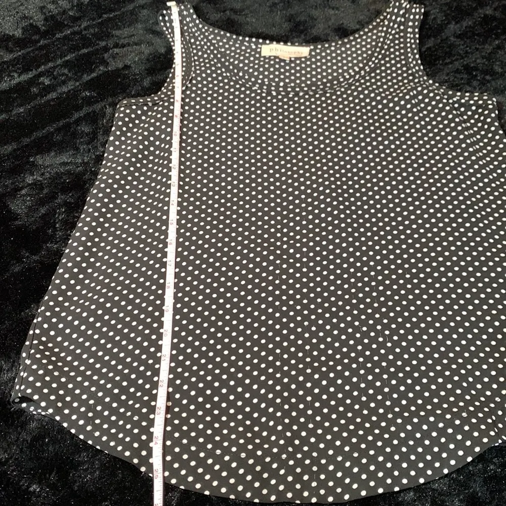 Philosophy black with white polka dot tank. Size Small - Image 8