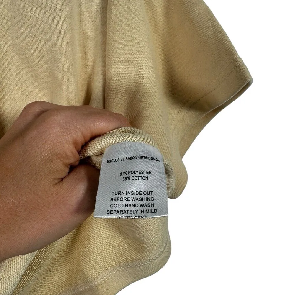 Sabo Skirt Riz Twist Top Short Sleeve Crop Cream Terry NWT Womens Large US 8 - Image 5