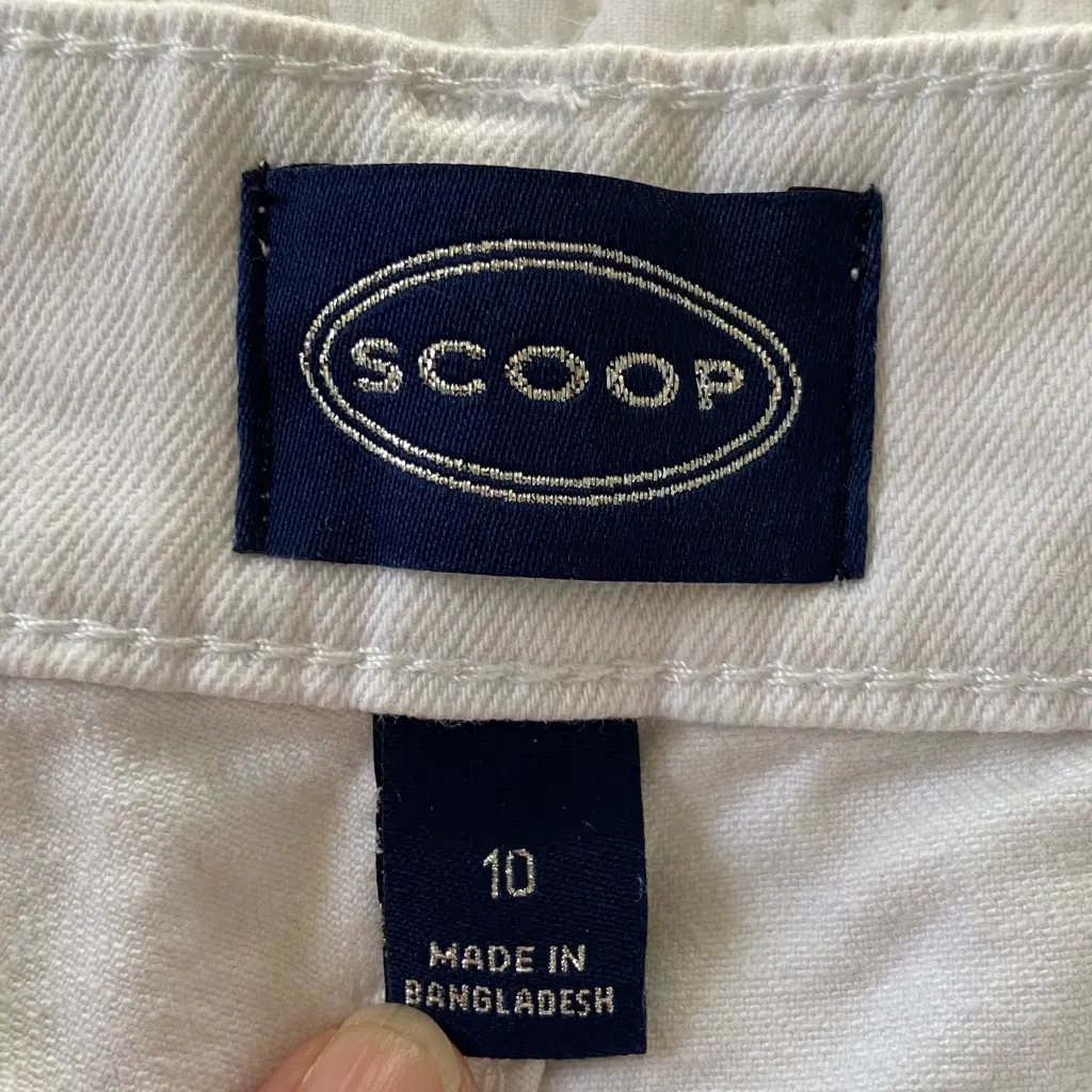 Scoop Wide Leg Denim Bermudas Streetwear, Minimalist, Resort, Old Money, Coastal White Size 10 - Image 3