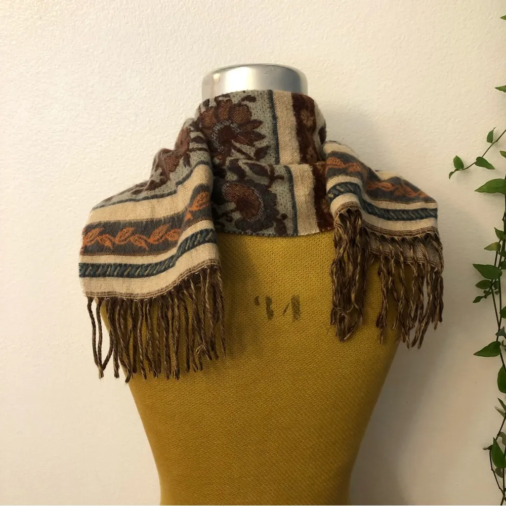 Cashmink V.fraas Shawl Scarf Acrylic Made In Germany Plaid Brown - Image 3