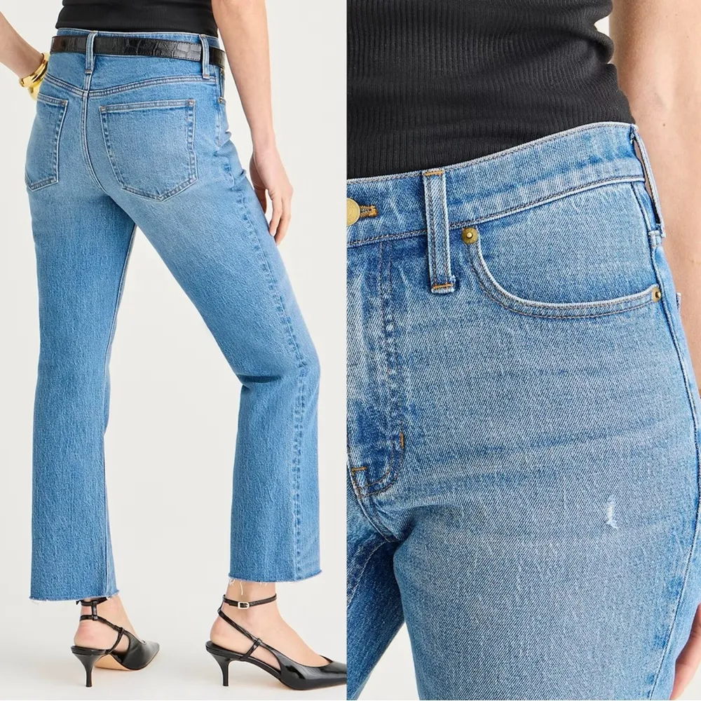 J Crew • 9" Demi-Boot Crop Jean in Clyde wash blue medium flare ankle bootcut - Image 12