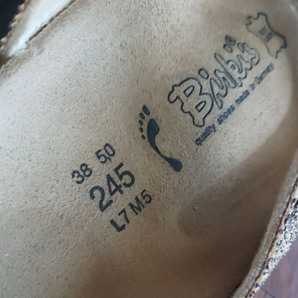 Birkenstock Glittery Gold Chic Feminine Comfy Casual Edgy Summer Sandals Size 38 - Image 8