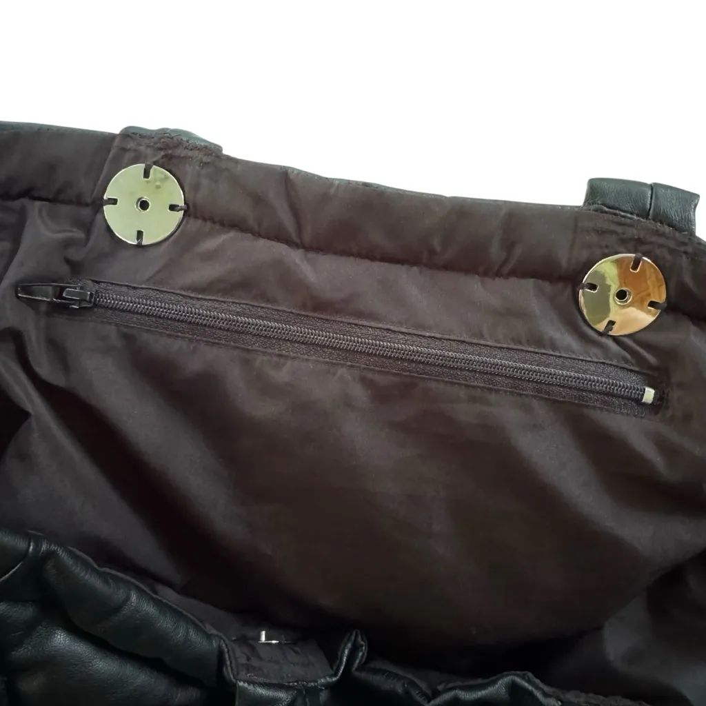 RINO & PELLE Puffer Faux Leather Quilted Shopper Tote Bag Black - Image 12