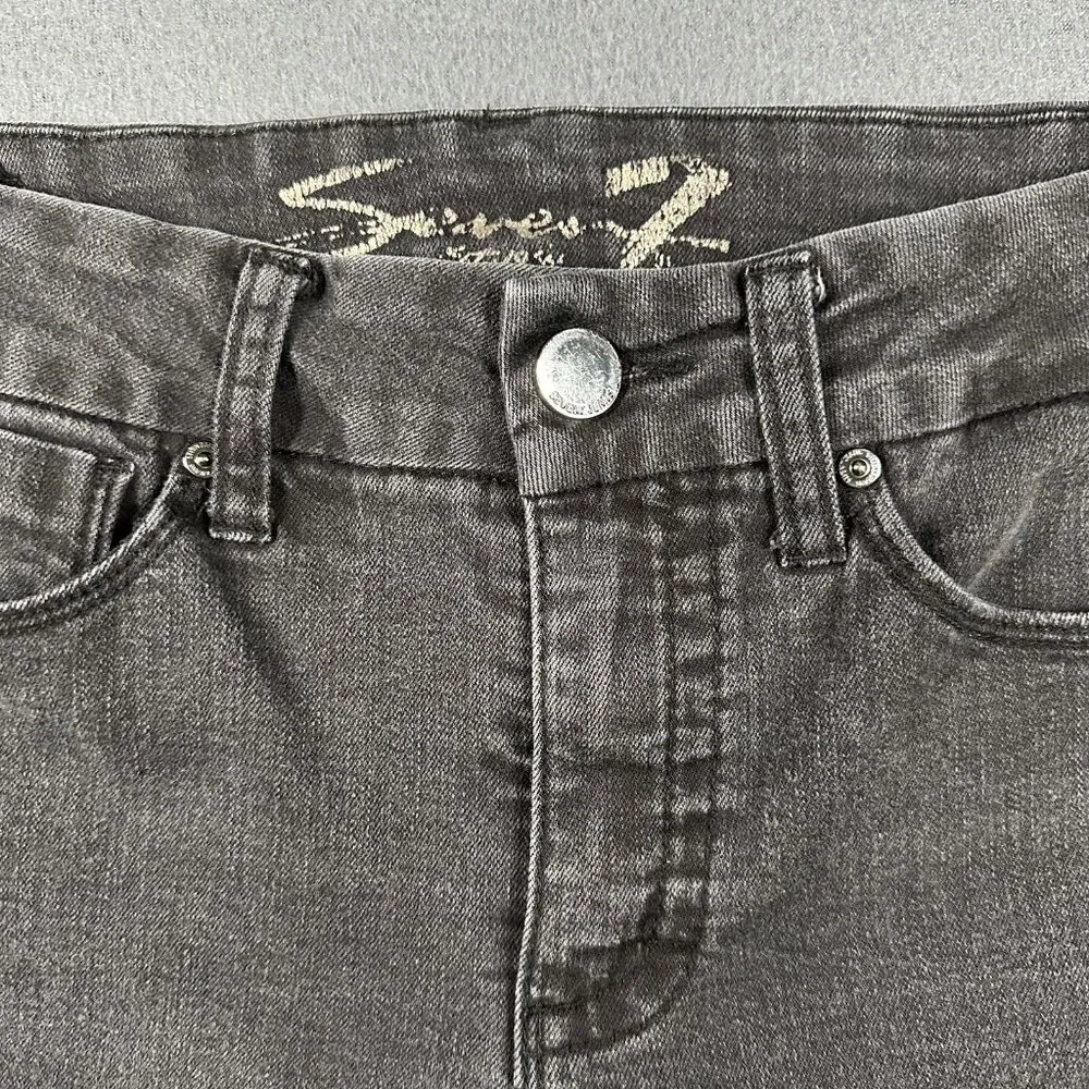 Seven7 Jeans Womens 6 Black Skinny Stretch Denim Pants Mid Rise Faded Classic - Image 5
