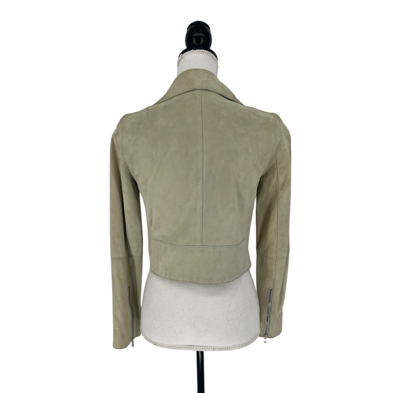 Club Monaco Suede Leather Cropped Moto Jacket Size Small - Image 13