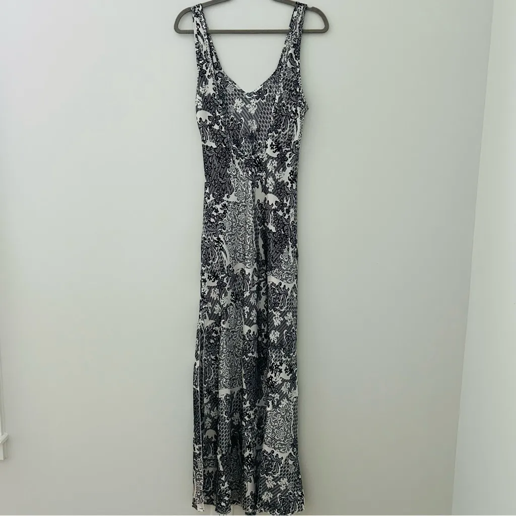 Free People X Intimately Free People Worth The Wait Black White Maxi Slip Dress - Image 3