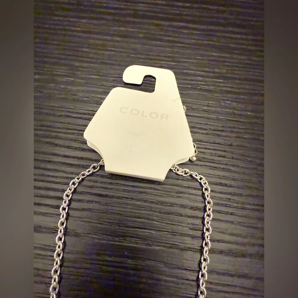 NWT Silver and Blue Bib Necklace Beaded Fringe Statement Necklace - Image 4