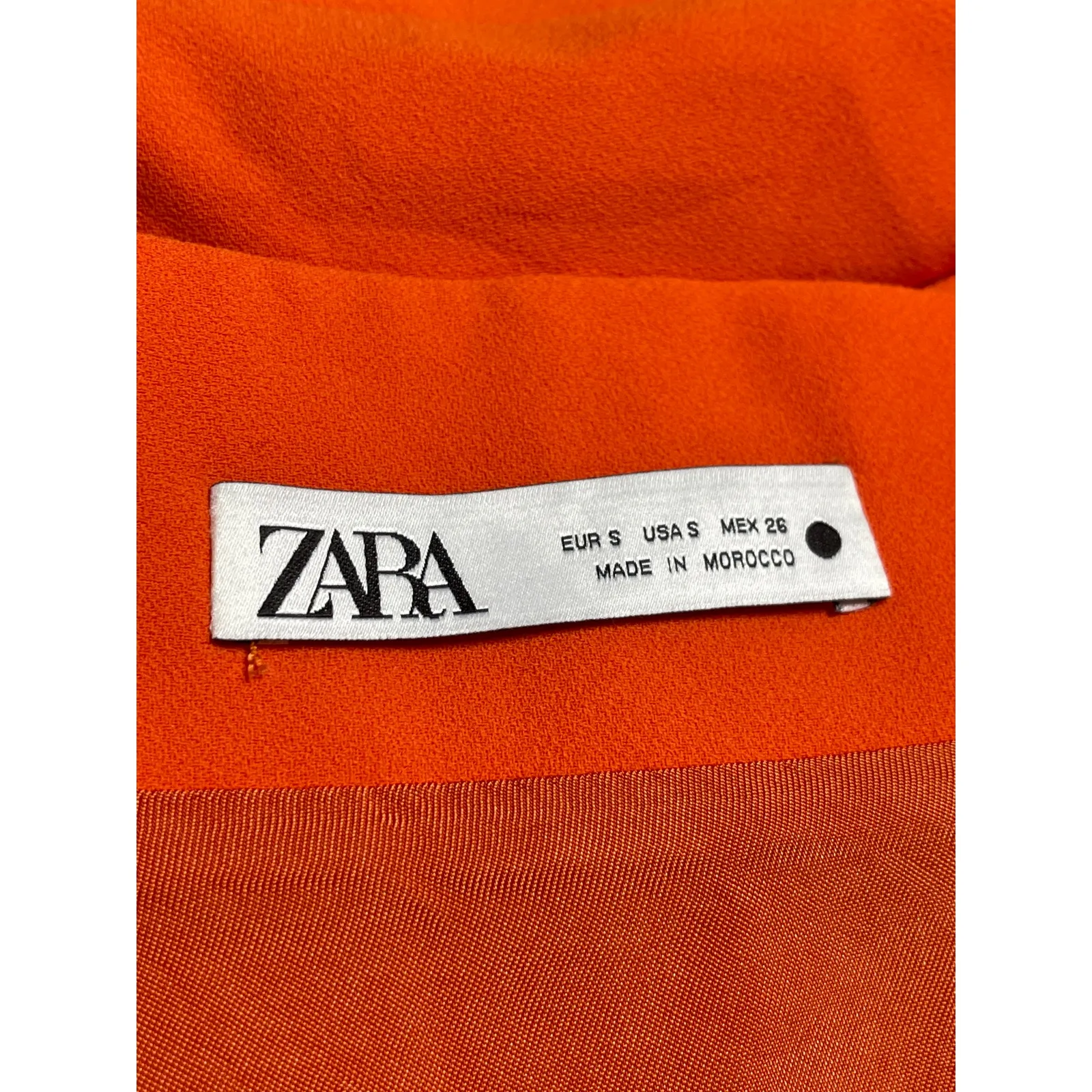 Zara Womens Orange High Rise Minimalist Mini Office Straight Pencil Skirt Size S - Image 3