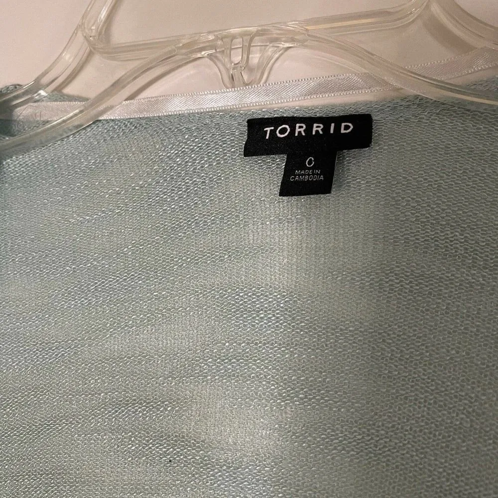Torrid Mint Green open front drape lightweight cardigan sweater Plus Size 0 - Image 3