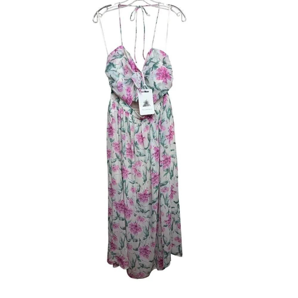 NWT Here Comes the Sun Beige Pink Floral Dress Sz. US M - Image 3