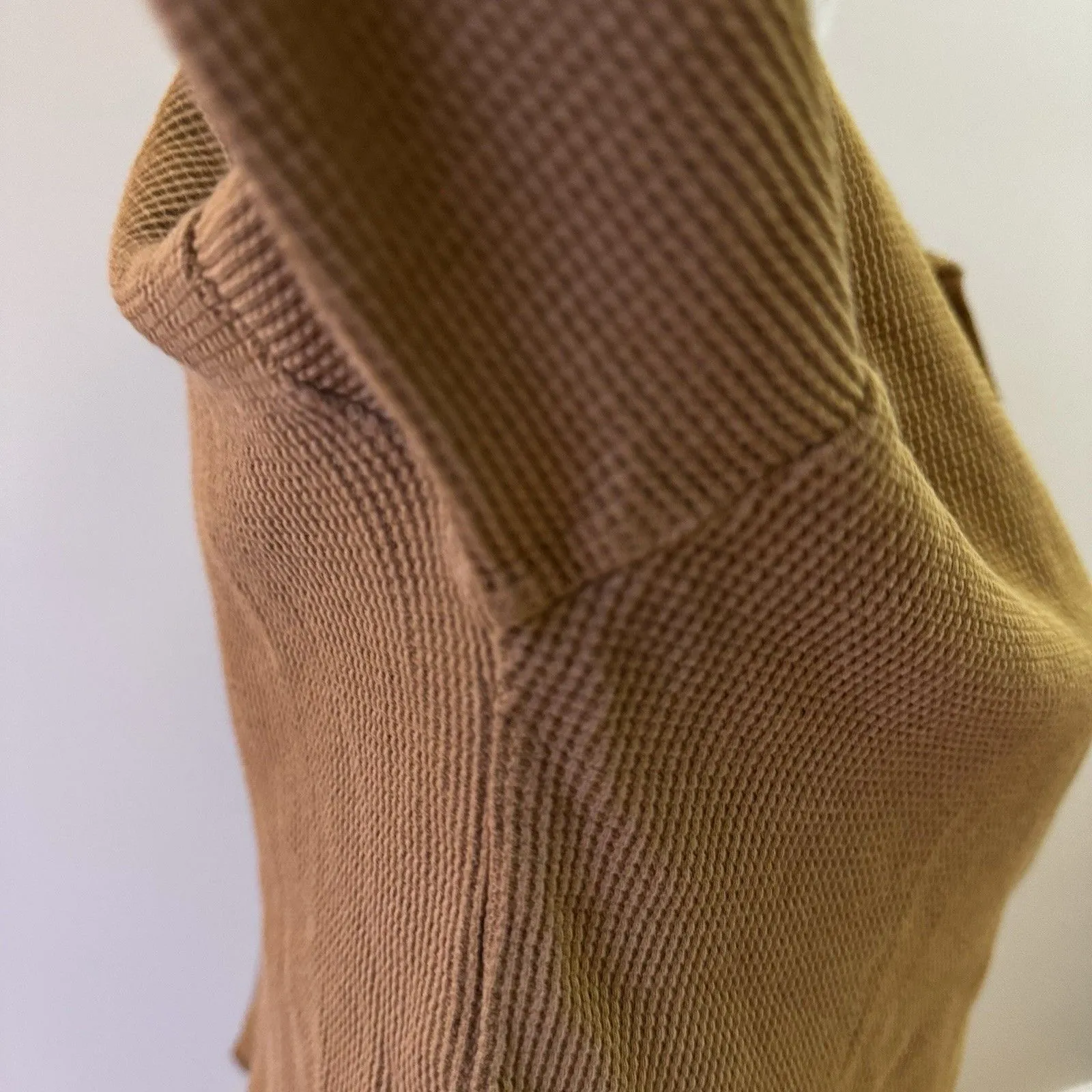 Everlane Women’s Organic Cotton Waffle Henley Long Sleeve Top Orange Brown S - Image 14