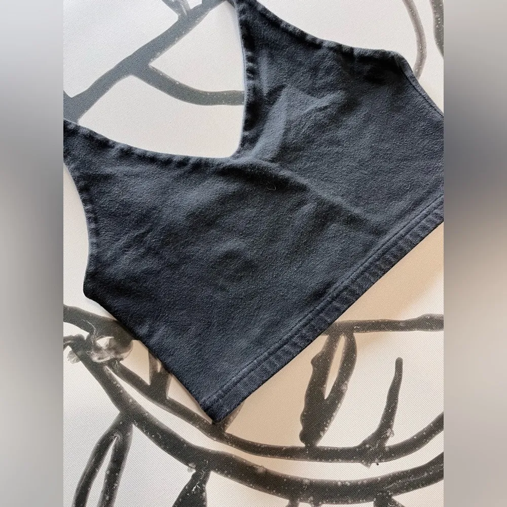 Little Black Crop Top Bralette Sports Bra Tank Top Women’s Sz S EUC - Image 2