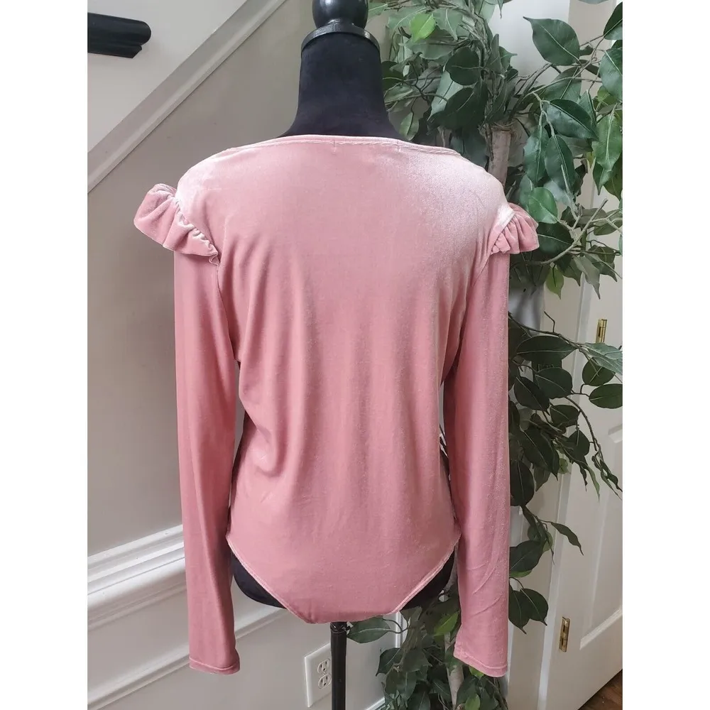 Celebrity Pink Womens Solid Polyester V-Neck Long Sleeve Casual Top Blouse Large - Image 9