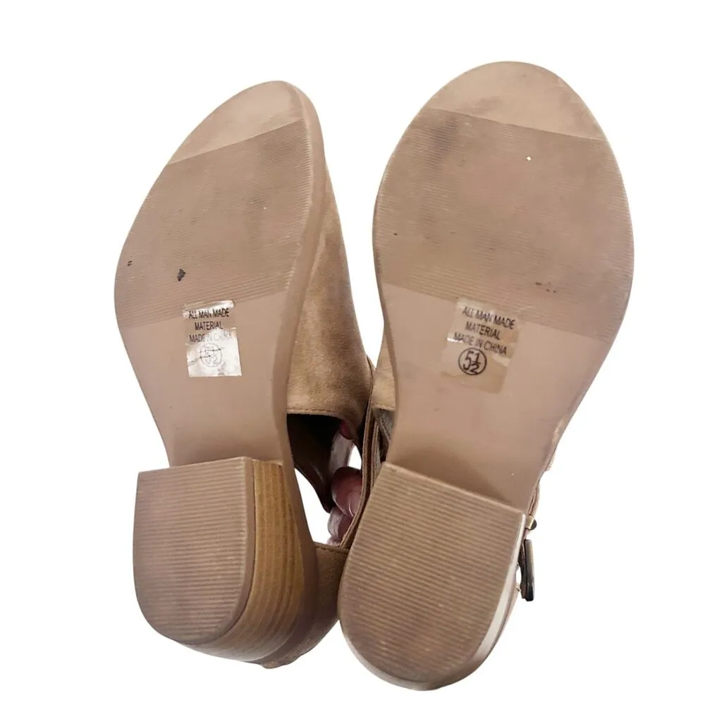 Soda Tan Faux Suede Buckle Detail Booties Sz 5.5 - Image 8