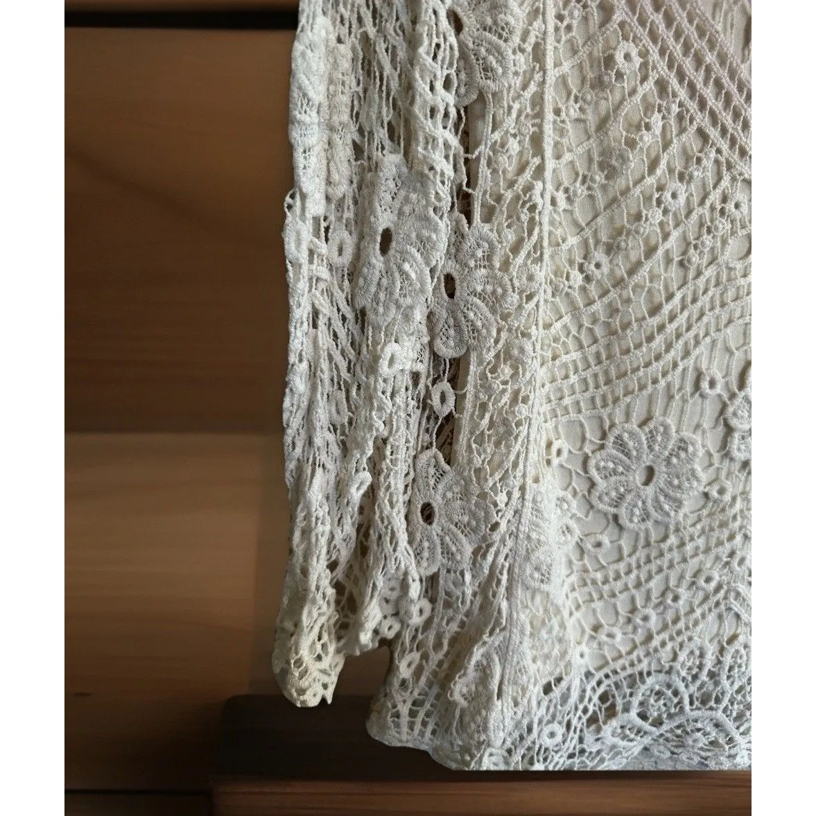 V Cristina Pink Ivory Ombre‎ Crochet Top Small Vacation Boho Chic Sweater Beach - Image 4