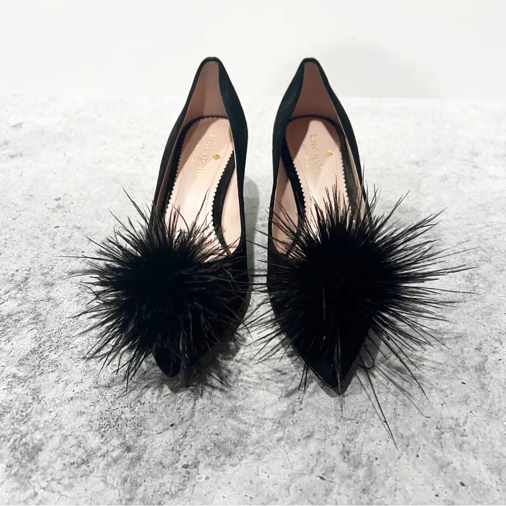 Kate Spade Zoey Pom Pom Kitten Heel Black Size 6.5 - Image 4