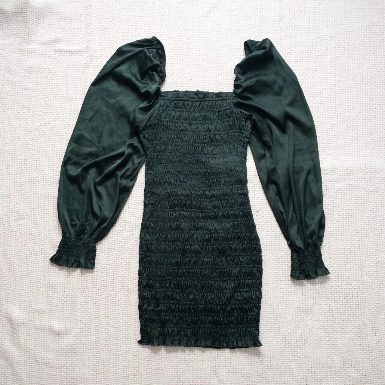 Dark Green Satin Bodycon Dress - Image 2