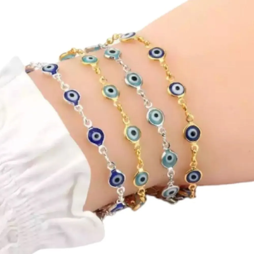 𝅺🧿EYE Candy Evil Eye Stainless Steel Bracelet Blue - Image 3