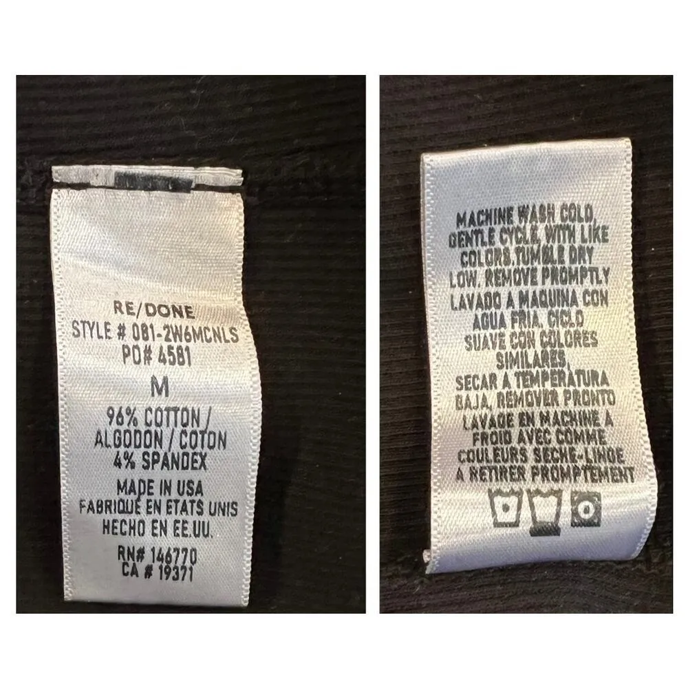 RE/DONE X Hanes 60s Mock Neck Long Sleeve Tee Size Medium Black - Image 5