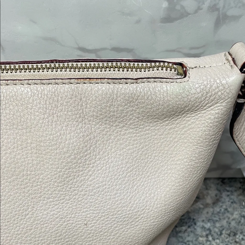 Kate Spade Pink Dust Pebbled Leather Hobo Tassel Zip Top Crossbody Bag Purse - Image 11