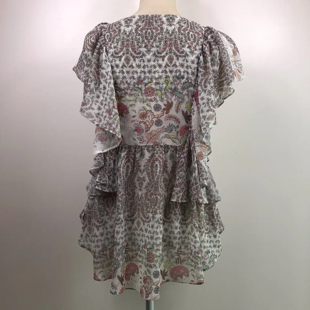 Matilda Jane Ruffle Sleeves Floral Blouse Women’s Size XS Chiffon Lightweight - Image 5