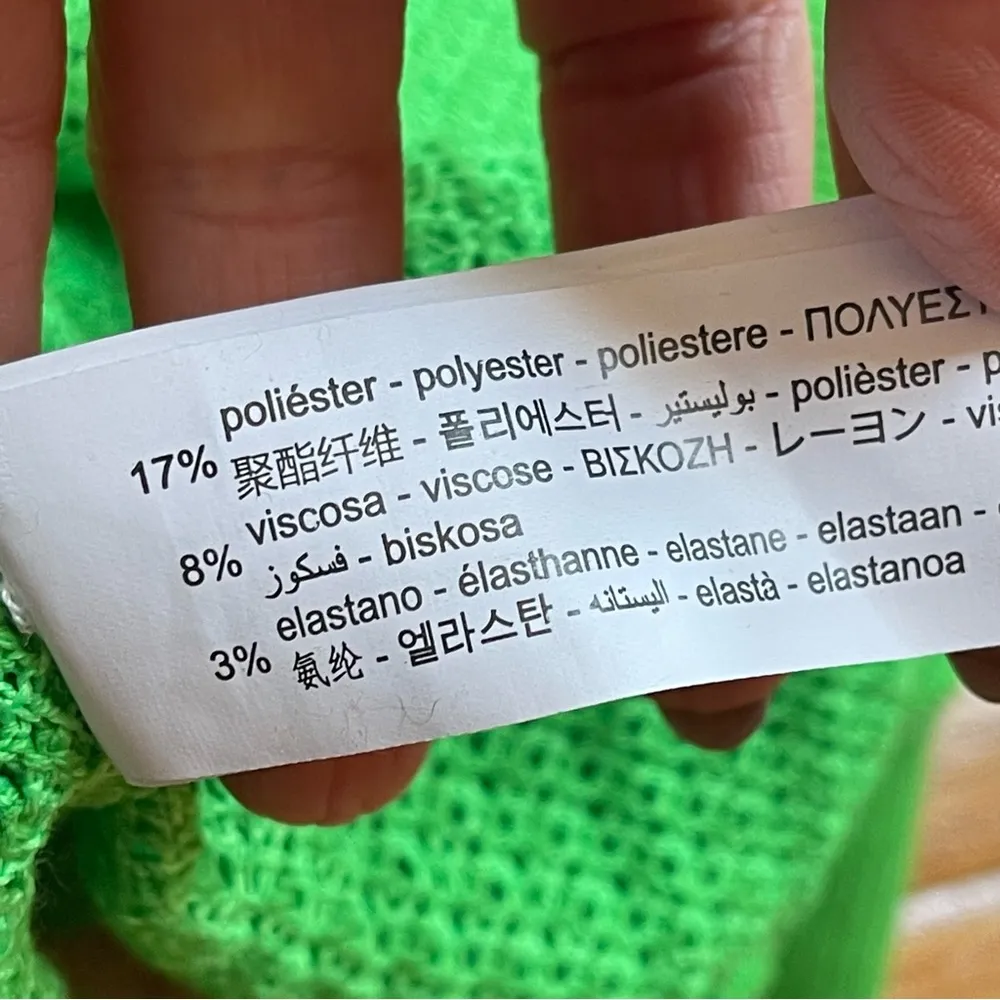 Zara lime green scoop neck sleeveless sweater knit vest Sz L oversized - Image 9